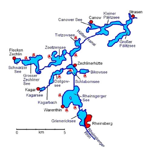 Kartenausschnitt um Rheinsberg